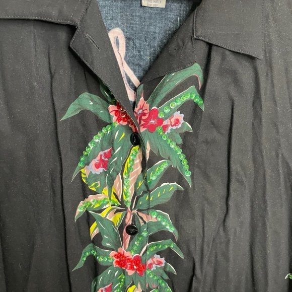 Surya black vintage button down top shirt floral - Picture 3 of 14
